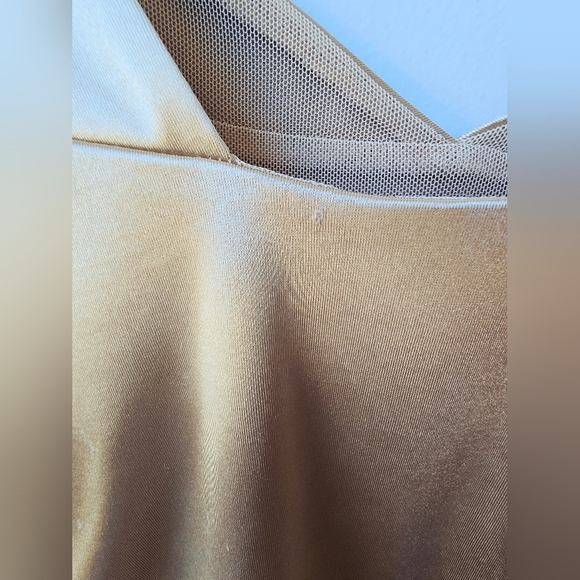 FREE PEOPLE Intimately Casino Dusk Latte Gold Satin Bodysuit STRETCHING Size M - Picture 4 of 16